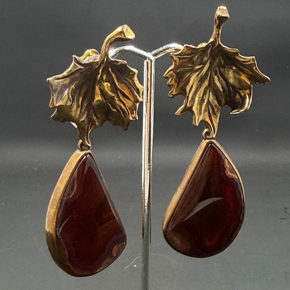 Rare Stephen Dweck Bronze & Sterling Silver Earrings 3" w/ Smoky‎ Quartz